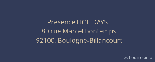 Presence HOLIDAYS