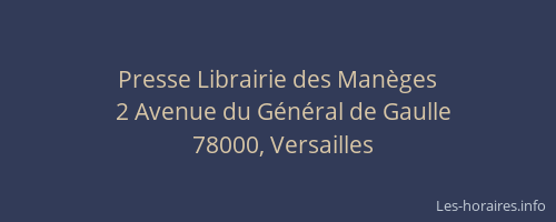 Presse Librairie des Manèges