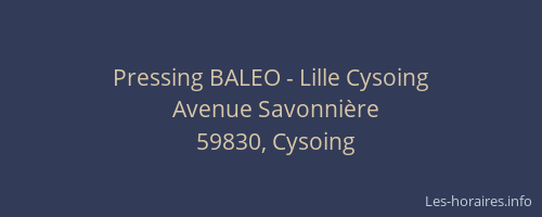 Pressing BALEO - Lille Cysoing