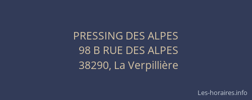 PRESSING DES ALPES