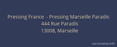 Pressing France  - Pressing Marseille Paradis