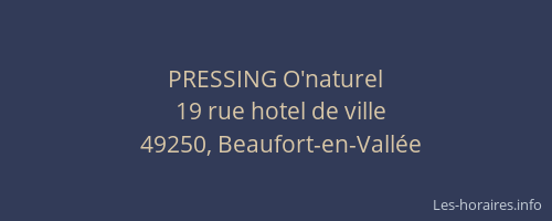 PRESSING O'naturel