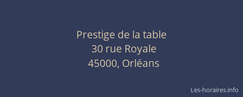 Prestige de la table