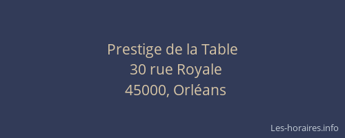 Prestige de la Table