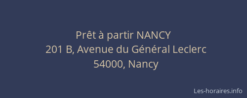 Prêt à partir NANCY