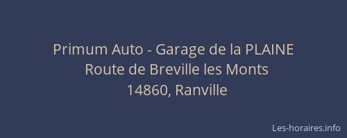 Primum Auto - Garage de la PLAINE