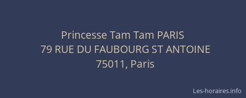 Princesse Tam Tam PARIS