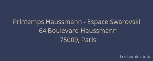 Printemps Haussmann - Espace Swarovski