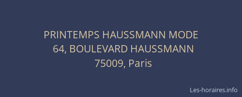 PRINTEMPS HAUSSMANN MODE