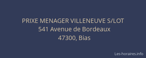 PRIXE MENAGER VILLENEUVE S/LOT