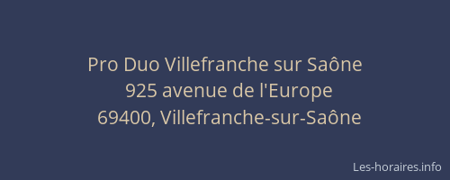 Pro Duo Villefranche sur Saône