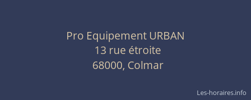 Pro Equipement URBAN