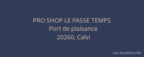 PRO SHOP LE PASSE TEMPS