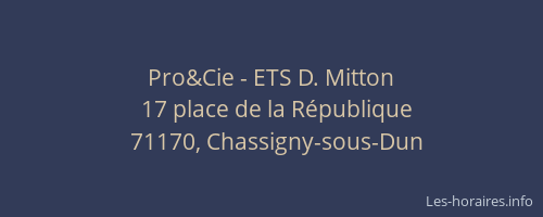 Pro&Cie - ETS D. Mitton