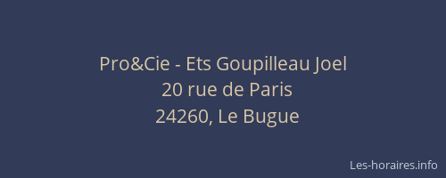 Pro&Cie - Ets Goupilleau Joel