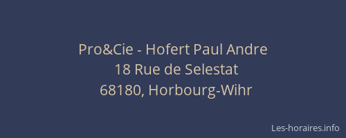 Pro&Cie - Hofert Paul Andre