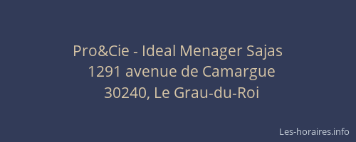 Pro&Cie - Ideal Menager Sajas