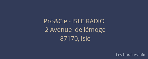 Pro&Cie - ISLE RADIO