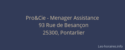 Pro&Cie - Menager Assistance