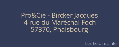 Pro&Cie - Bircker Jacques