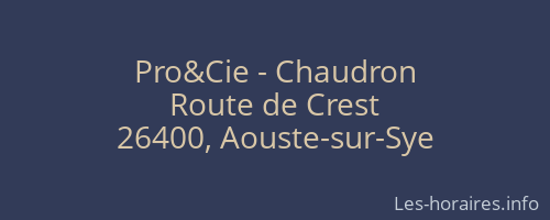 Pro&Cie - Chaudron