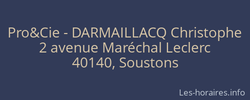 Pro&Cie - DARMAILLACQ Christophe