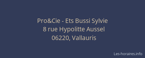 Pro&Cie - Ets Bussi Sylvie