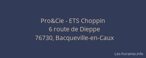 Pro&Cie - ETS Choppin
