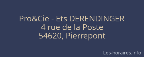 Pro&Cie - Ets DERENDINGER