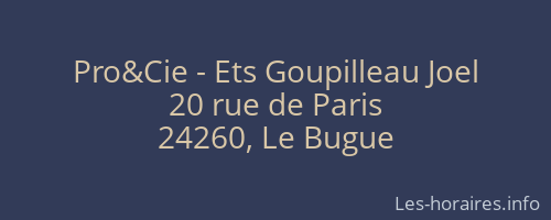 Pro&Cie - Ets Goupilleau Joel