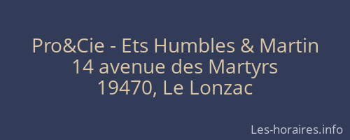 Pro&Cie - Ets Humbles & Martin