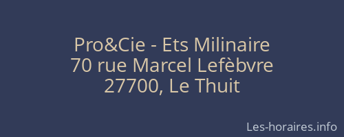 Pro&Cie - Ets Milinaire