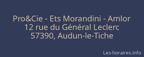Pro&Cie - Ets Morandini - Amlor