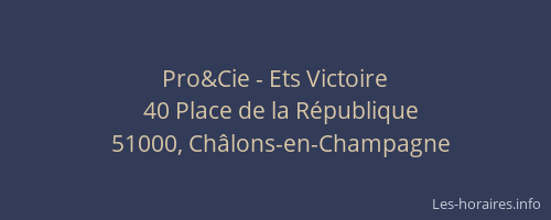 Pro&Cie - Ets Victoire