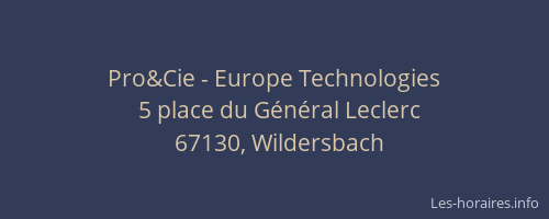 Pro&Cie - Europe Technologies