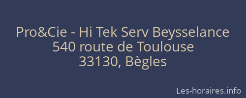 Pro&Cie - Hi Tek Serv Beysselance