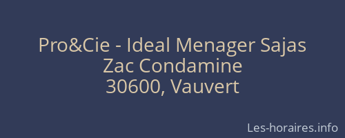 Pro&Cie - Ideal Menager Sajas