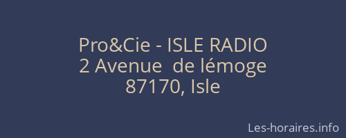 Pro&Cie - ISLE RADIO