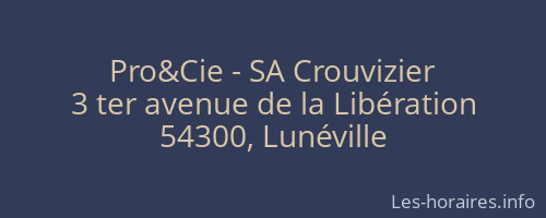 Pro&Cie - SA Crouvizier