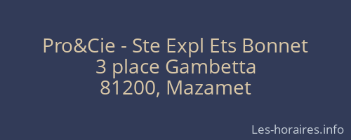 Pro&Cie - Ste Expl Ets Bonnet