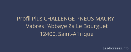 Profil Plus CHALLENGE PNEUS MAURY