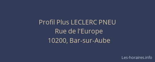 Profil Plus LECLERC PNEU