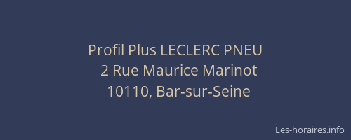 Profil Plus LECLERC PNEU