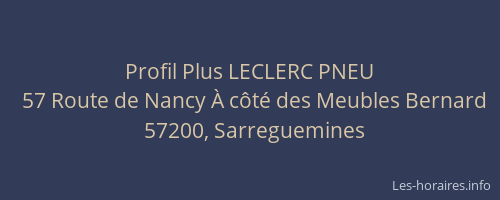 Profil Plus LECLERC PNEU