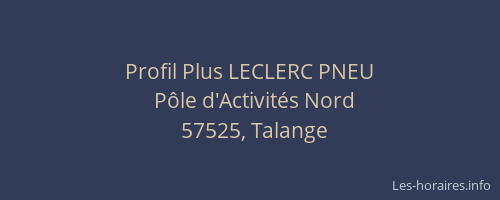 Profil Plus LECLERC PNEU