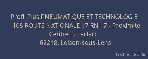 Profil Plus PNEUMATIQUE ET TECHNOLOGIE