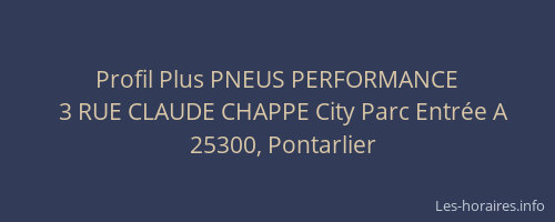 Profil Plus PNEUS PERFORMANCE