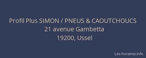 Profil Plus SIMON / PNEUS & CAOUTCHOUCS