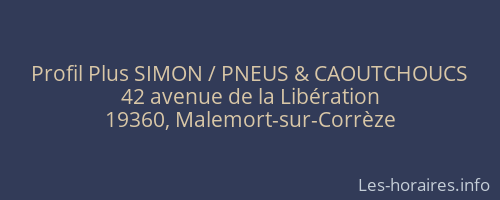 Profil Plus SIMON / PNEUS & CAOUTCHOUCS