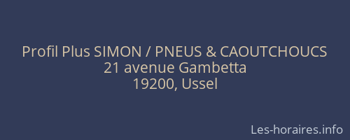 Profil Plus SIMON / PNEUS & CAOUTCHOUCS